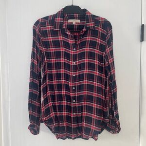 LOFT Plaid Button Down Blouse